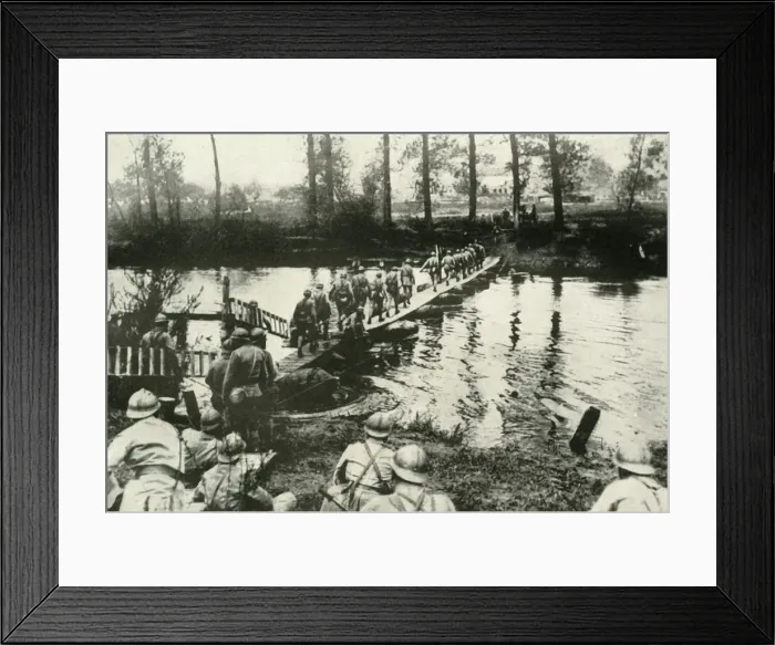 Framed Print : French Troops Crossing a River, (1919). Creator: Unknown