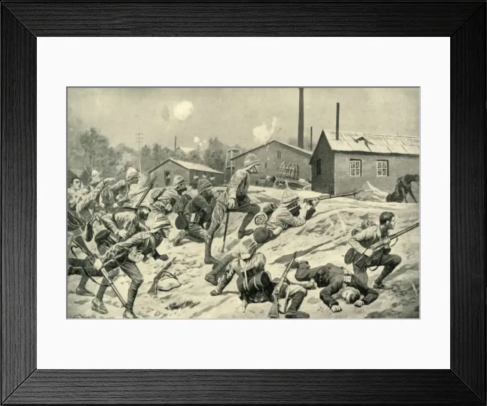 Framed Print : The Capture of Johannesburg: The Guards Attack at Germiston, (1901). Creator: Unknown Framed Print : The Capture of Johannesburg: The Guards Attack at Germiston, (1901). Creator: Unknown