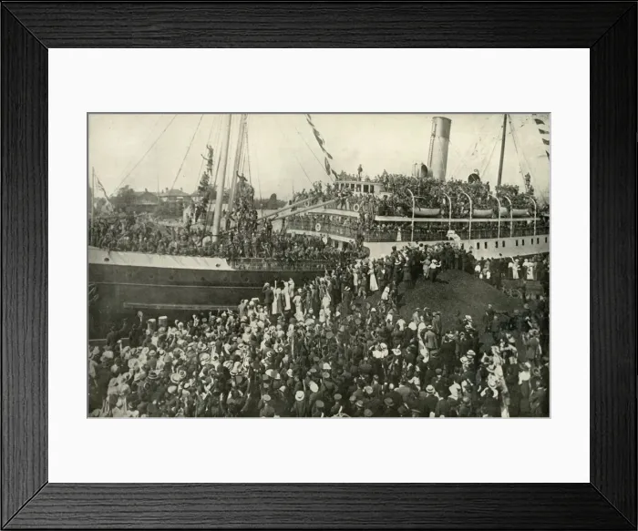 Framed Print : Departure of the Victorian (B. C. ) Contingent, c1914, (1919). Creator: Unknown Framed Print : Departure of the Victorian (B. C. ) Contingent, c1914, (1919). Creator: Unknown