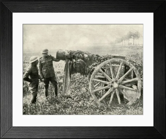 Framed Print : British Dummy Gun in Field to Attract the Fire of the Germans, (1919). Creator: Unknown Framed Print : British Dummy Gun in Field to Attract the Fire of the Germans, (1919). Creator: Unknown