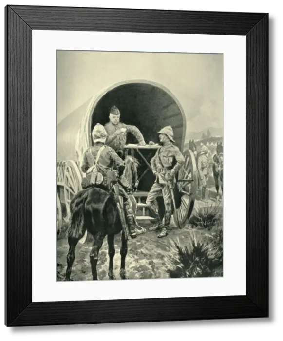 Framed Print : Lord Roberts Writing Despatches in the Transport Waggon in Which He Slept, (1901) Framed Print : Lord Roberts Writing Despatches in the Transport Waggon in Which He Slept, (1901)