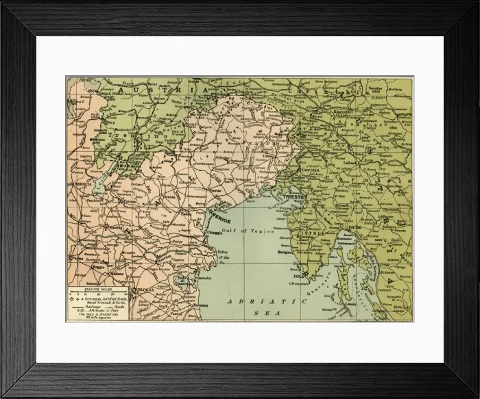 Framed Print : Map of the Italian Fighting Front, 1919. Creator: George Philip & Son Ltd Framed Print : Map of the Italian Fighting Front, 1919. Creator: George Philip & Son Ltd