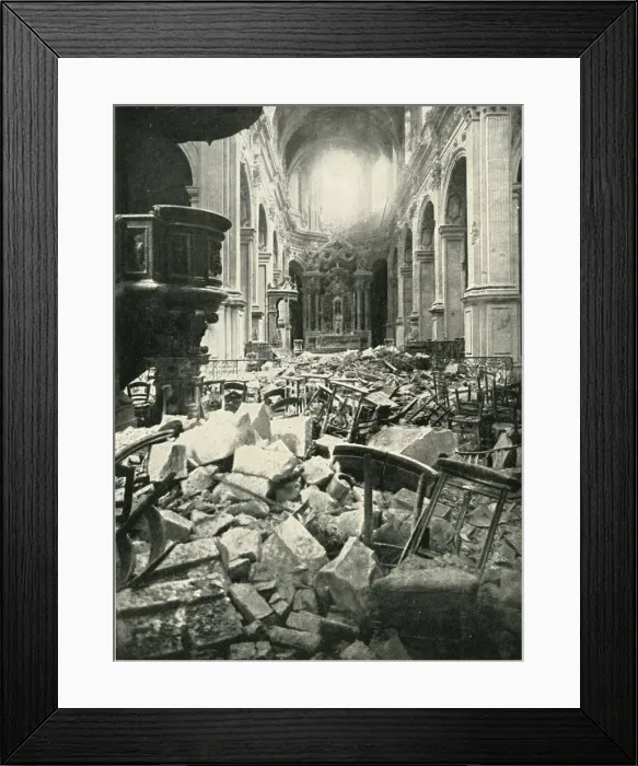 Framed Print : The Damage Done to Cambrai Cathedral, (1919). Creator: Unknown Framed Print : The Damage Done to Cambrai Cathedral, (1919). Creator: Unknown