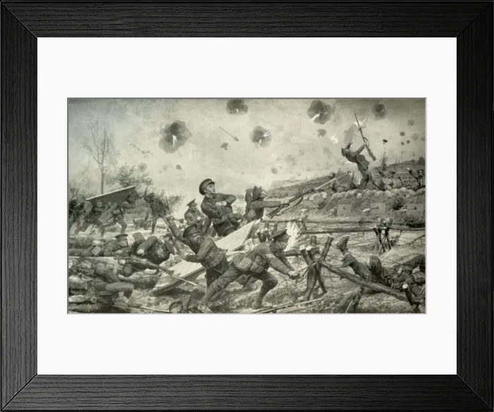 Framed Print : An Attack Led By A Bombing Party, (1919). Creator: Unknown Framed Print : An Attack Led By A Bombing Party, (1919). Creator: Unknown