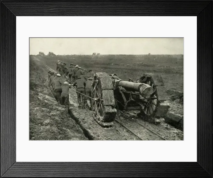 Framed Print : Dragging the Guns to New Advance Positions, (1919). Creator: Unknown Framed Print : Dragging the Guns to New Advance Positions, (1919). Creator: Unknown