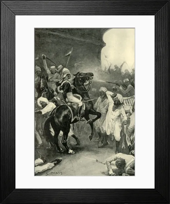 Framed Print : Roberts Has His Charger Shot Through The Head at Bulandshair, (1901). Creator: Sidney E Paget Framed Print : Roberts Has His Charger Shot Through The Head at Bulandshair, (1901). Creator: Sidney E Paget