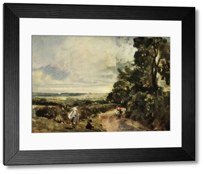 Framed Print : A Country Road with Trees and Figures, c1830, (1934). Creator: John Constable Framed Print : A Country Road with Trees and Figures, c1830, (1934). Creator: John Constable