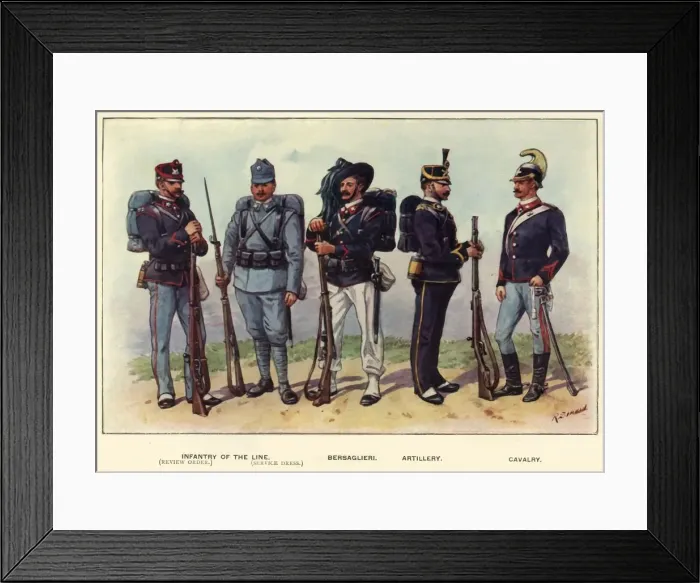 Framed Print : Types of the Italian Army, 1919. Creator: Richard Simkin Framed Print : Types of the Italian Army, 1919. Creator: Richard Simkin