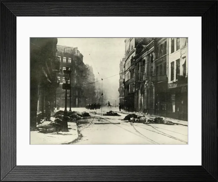 Framed Print : A Street in Lille, (1919). Creator: Unknown Framed Print : A Street in Lille, (1919). Creator: Unknown