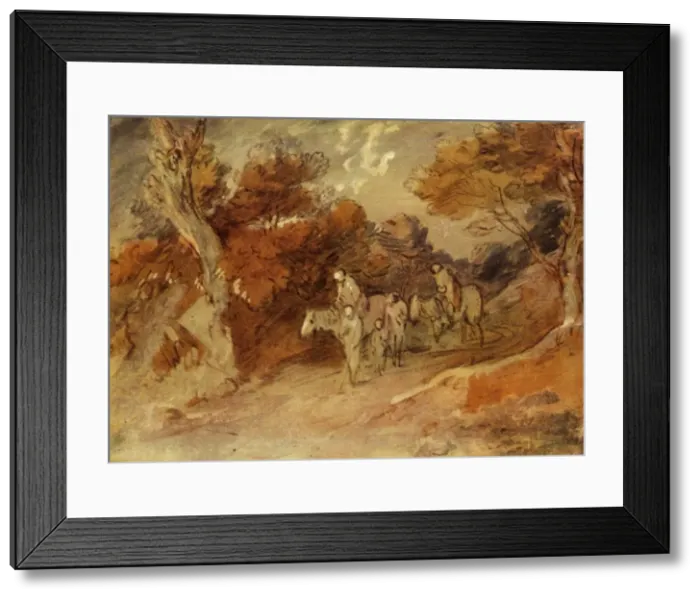 Framed Print : Figures and Horses in a Country Lane, mid-late 18th century, (1934) Framed Print : Figures and Horses in a Country Lane, mid-late 18th century, (1934)