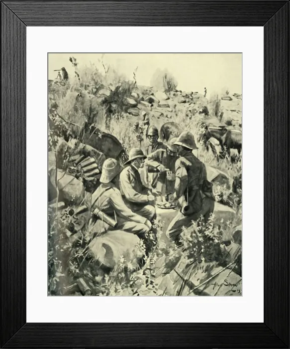 Framed Print : Lord Roberts and Staff at Lunch on the Veldt, (1901). Creator: Unknown Framed Print : Lord Roberts and Staff at Lunch on the Veldt, (1901). Creator: Unknown