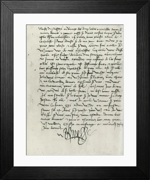 Framed Print : Letter from King Rene of Anjou, 15th century, (1934). Creator: Rene of Anjou, King of Naples Framed Print : Letter from King Rene of Anjou, 15th century, (1934). Creator: Rene of Anjou, King of Naples