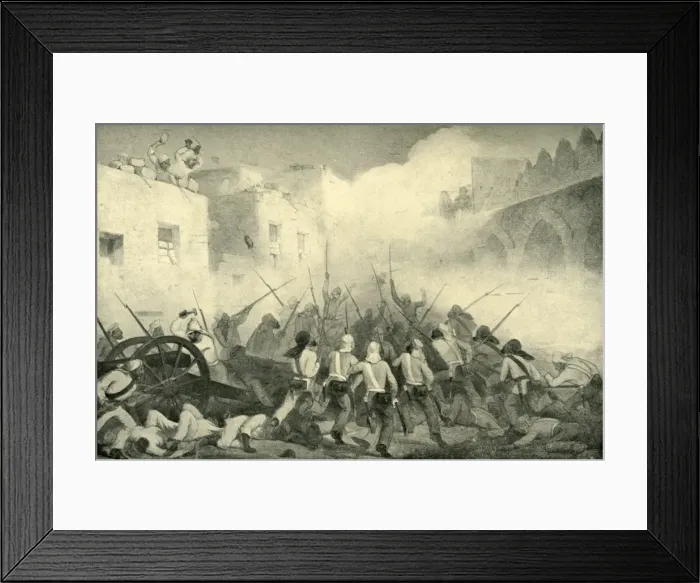 Framed Print : Nicholson Leading the Attack Through Delhi Streets, 1857, (1901) Framed Print : Nicholson Leading the Attack Through Delhi Streets, 1857, (1901)