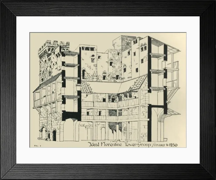 Framed Print : Ideal Florentine Tower-Group previous to 1250, 1908. Creator: James Wood Brown Framed Print : Ideal Florentine Tower-Group previous to 1250, 1908. Creator: James Wood Brown
