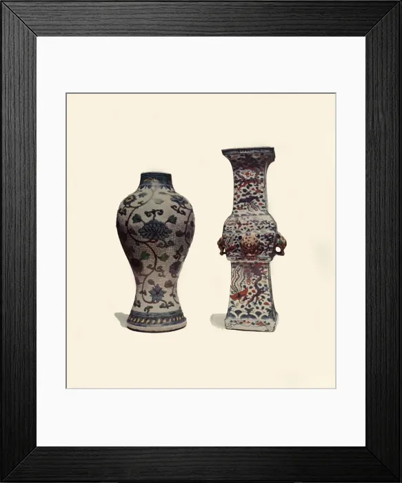 Framed Print : Two enamelled porcelain vases, Chinese, 15th-17th centuries, (1908). Creator: Unknown Framed Print : Two enamelled porcelain vases, Chinese, 15th-17th centuries, (1908). Creator: Unknown