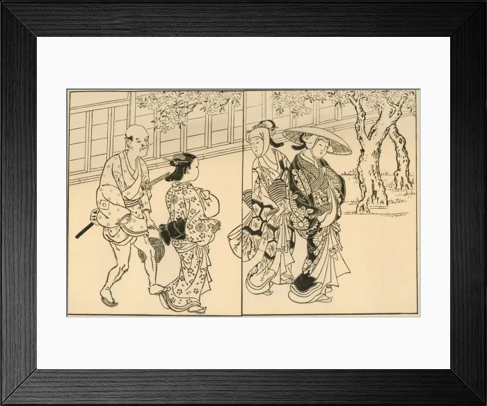 Framed Print : Three women and male servant, 1730, (1924). Creator: Nishikawa Sukenobu Framed Print : Three women and male servant, 1730, (1924). Creator: Nishikawa Sukenobu