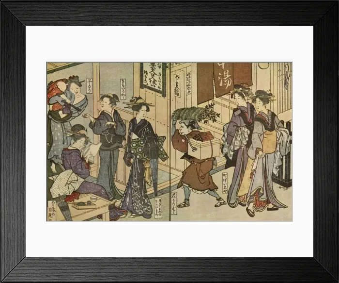 Framed Print : Women and a male servant, 1802, (1924). Creator: Utagawa Toyokuni Framed Print : Women and a male servant, 1802, (1924). Creator: Utagawa Toyokuni