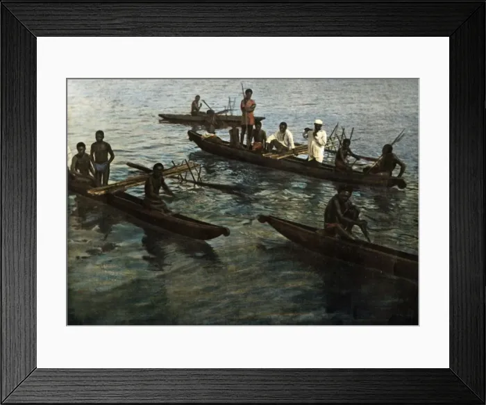 Framed Print : Nouvelle-Guinee. Pirogues Papoues, (Papua New Guinea. Papuan Pirogues), 1900. Creator: Unknown Framed Print : Nouvelle-Guinee. Pirogues Papoues, (Papua New Guinea. Papuan Pirogues), 1900. Creator: Unknown