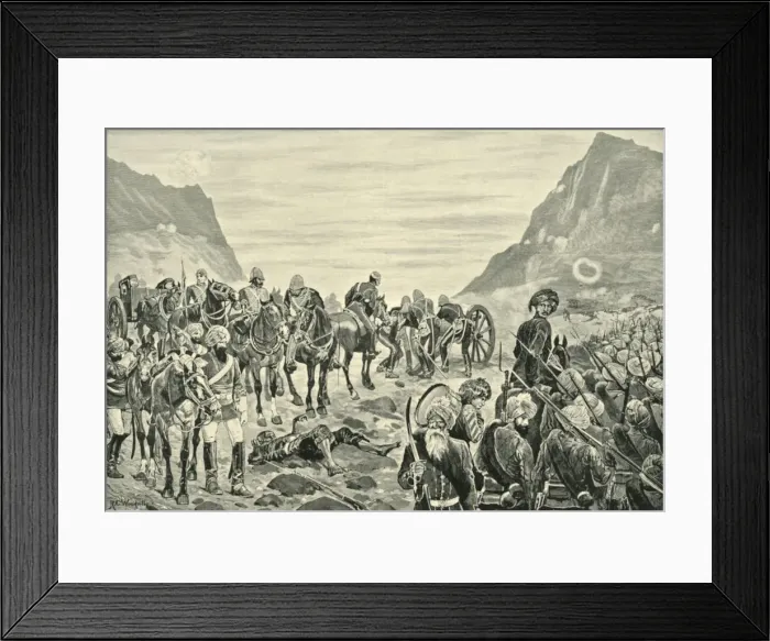 Framed Print : Attack in the Kuram Valley, (1901). Creator: Richard Caton Woodville II Framed Print : Attack in the Kuram Valley, (1901). Creator: Richard Caton Woodville II