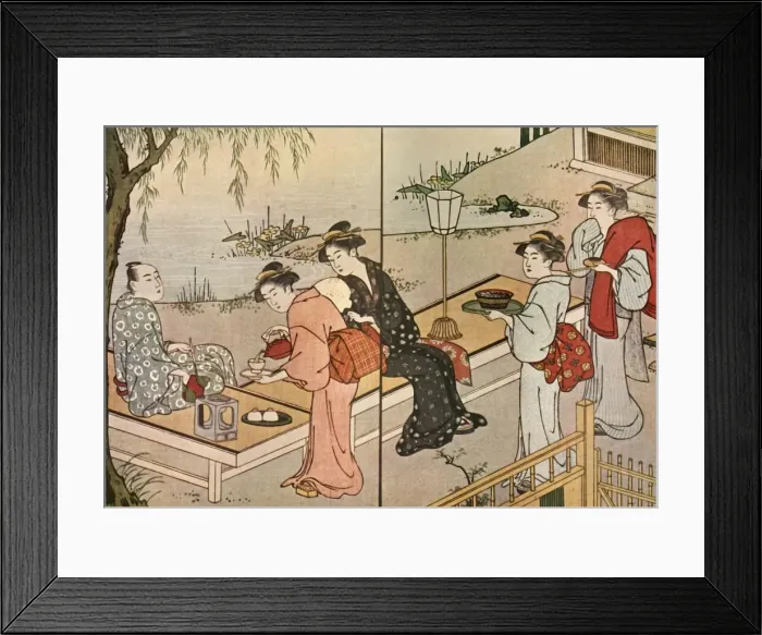 Framed Print : Woman serving tea, 1790, (1924). Creator: Katsukawa Shuncho Framed Print : Woman serving tea, 1790, (1924). Creator: Katsukawa Shuncho