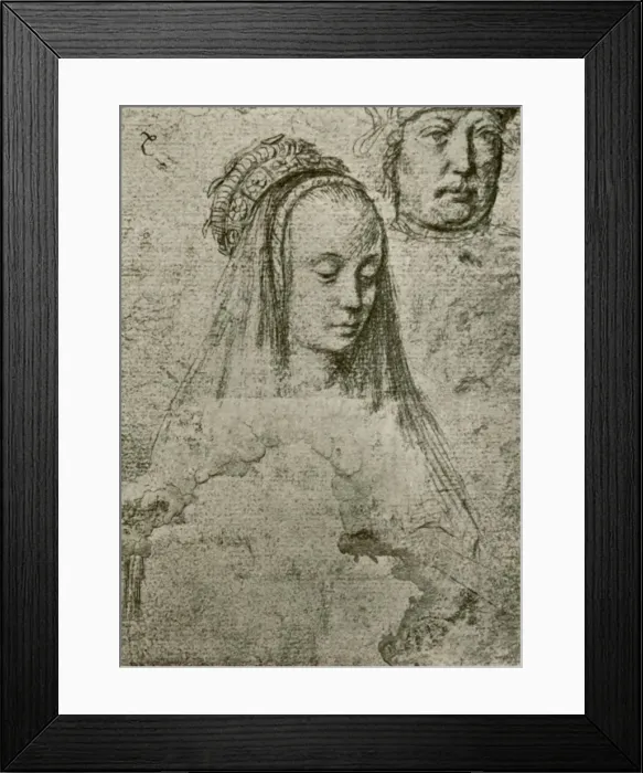 Framed Print : Young woman with headdress, 1497-1498, (1908). Creator: Gerard David Framed Print : Young woman with headdress, 1497-1498, (1908). Creator: Gerard David
