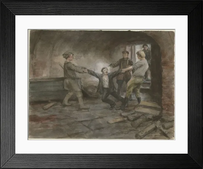 Framed Print : Man being held and executed (from the series of watercolors Russian revolution), 1919 Framed Print : Man being held and executed (from the series of watercolors Russian revolution), 1919