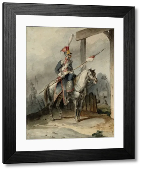 Framed Print : Polish chevauleger of the French Imperial Guard, ca 1808. Artist: Anonymous