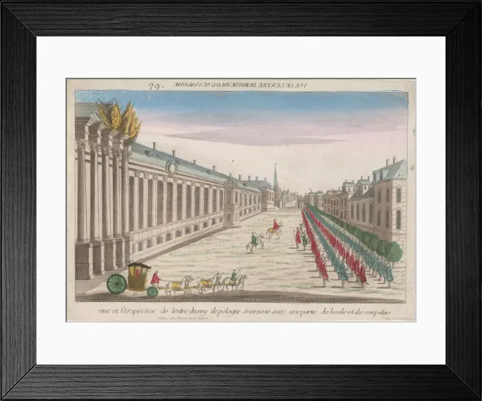 Framed Print : View and perspective of the entrance of the King of Poland in Warsaw with his palace, 1735 Framed Print : View and perspective of the entrance of the King of Poland in Warsaw with his palace, 1735