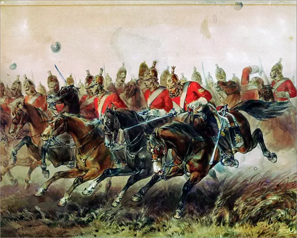 The Charge of the Light Brigade during the Battle of Balaclava, 1854. Artist: Hayes