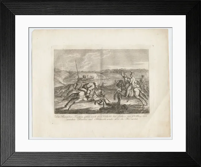 Framed Print : Russian troops go after the Battle of Lutzen back across the Elbe, 1813. Artist: Sauerweid Framed Print : Russian troops go after the Battle of Lutzen back across the Elbe, 1813. Artist: Sauerweid