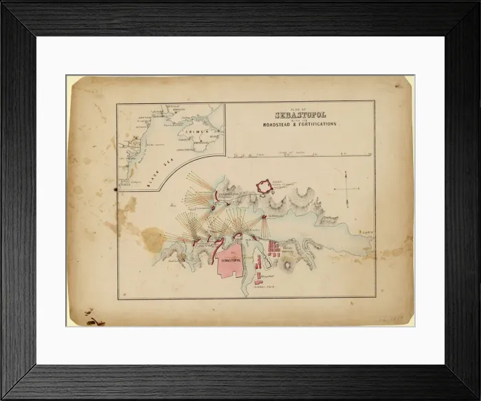 Framed Print : Plan of Sevastopol with its roadstead & fortifications, c Framed Print : Plan of Sevastopol with its roadstead & fortifications, c