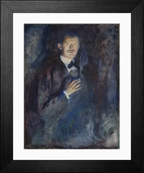 Framed Print : Self Portrait with Cigarette. Artist: Munch, Edvard (1863-1944) Framed Print : Self Portrait with Cigarette. Artist: Munch, Edvard (1863-1944)