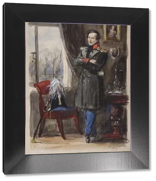 Portrait of the poet Mikhail Lermontov (1814-1841), 1940. Artist: Rudakov, Konstantin Ivanovich