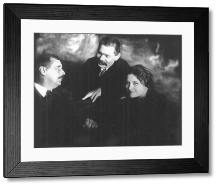 Framed Print : Moura Budberg with Herbert George Wells and Maxim Gorky in Petrograd, 1920. Artist Framed Print : Moura Budberg with Herbert George Wells and Maxim Gorky in Petrograd, 1920. Artist
