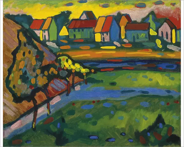 Bavarian village with a field, c. 1908. Artist: Kandinsky, Wassily Vasilyevich (1866-1944)