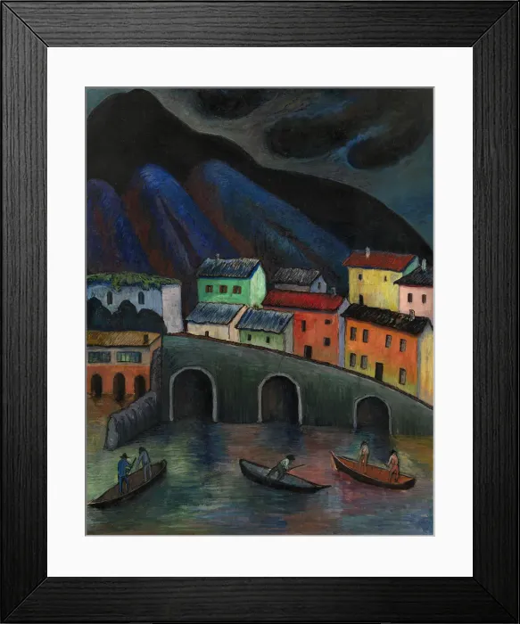 Framed Print : Nighttime Fishing in Ascona, 1920s-1930s. Artist: Verefkin, Marianne, von (1860-1938) Framed Print : Nighttime Fishing in Ascona, 1920s-1930s. Artist: Verefkin, Marianne, von (1860-1938)