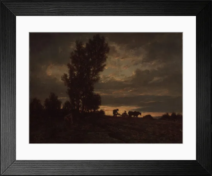 Framed Print : Landscape with a Plowman, 1860s. Artist: Rousseau, Theodore (1812-1867) Framed Print : Landscape with a Plowman, 1860s. Artist: Rousseau, Theodore (1812-1867)