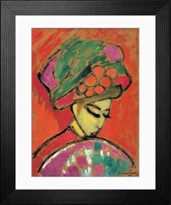 Framed Print : Young Girl with a Flowered Hat, 1910. Artist: Javlensky, Alexei, von (1864-1941) Framed Print : Young Girl with a Flowered Hat, 1910. Artist: Javlensky, Alexei, von (1864-1941)