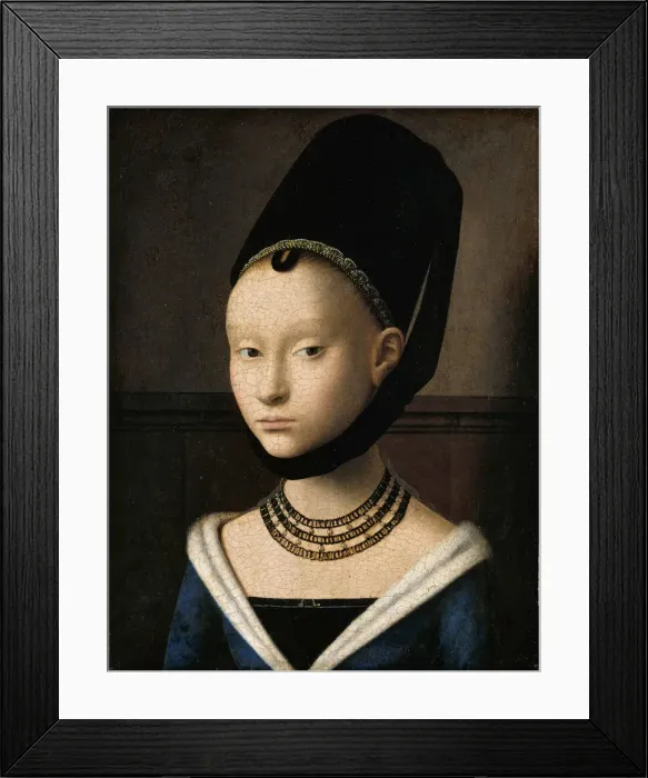 Framed Print : Portrait of a Young Lady, c. 1450. Artist: Christus, Petrus (1410 / 20-1475 / 76) Framed Print : Portrait of a Young Lady, c. 1450. Artist: Christus, Petrus (1410 / 20-1475 / 76)