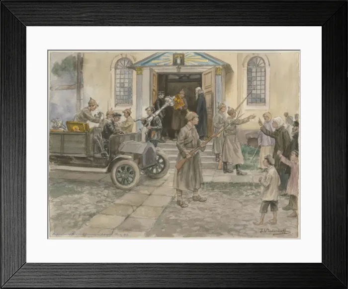 Framed Print : Requisition of the church treasures in Petrograd 5th May 1922 (from the series of Framed Print : Requisition of the church treasures in Petrograd 5th May 1922 (from the series of