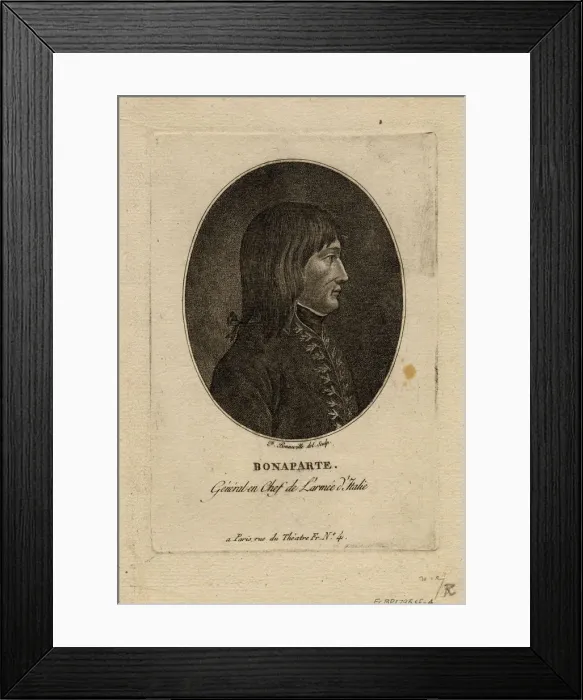Framed Print : Napoleon as commander of the Army of Italy, c. 1798. Artist: Bonneville, Francois Framed Print : Napoleon as commander of the Army of Italy, c. 1798. Artist: Bonneville, Francois