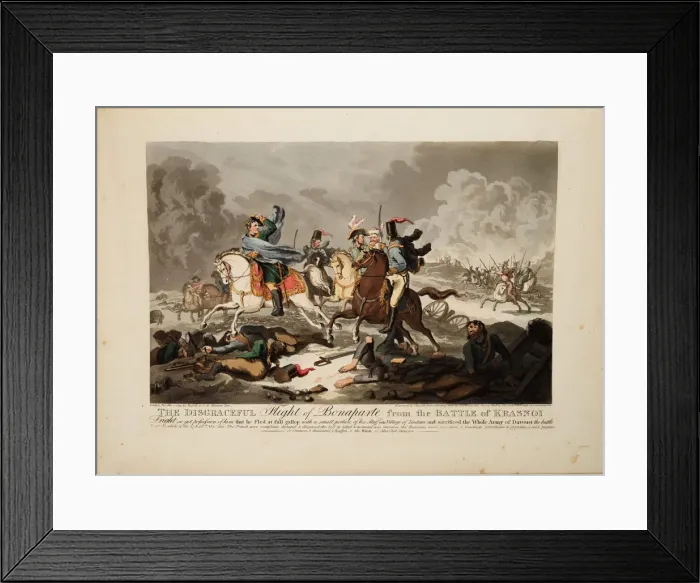 Framed Print : The Flight of Bonaparte from the Battle of Krasnoi, 1814. Artist: Wright, John Massey Framed Print : The Flight of Bonaparte from the Battle of Krasnoi, 1814. Artist: Wright, John Massey