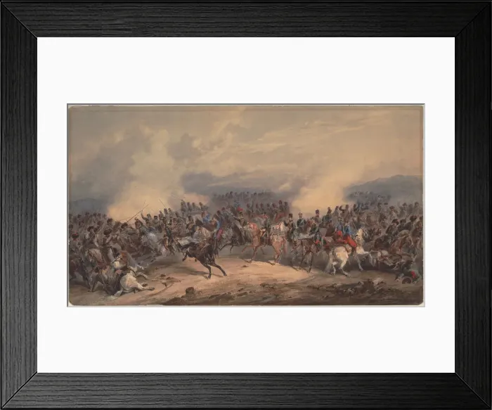Framed Print : Hussars and Chasseurs at the Battle of Chernaya River on August 16, 1855, 1855. Artist: Norie Framed Print : Hussars and Chasseurs at the Battle of Chernaya River on August 16, 1855, 1855. Artist: Norie