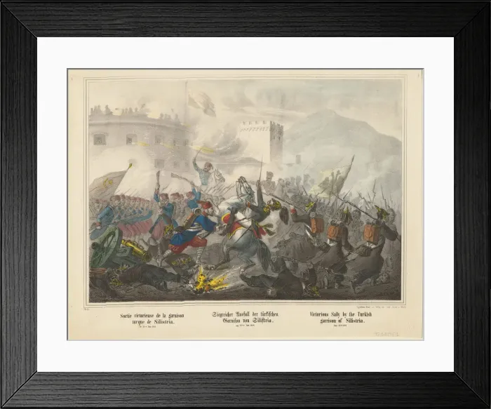 Framed Print : Victorious Sally by the Turkish garrison of Silistria on June 14th, 1854, 1854. Artist: Scholz Framed Print : Victorious Sally by the Turkish garrison of Silistria on June 14th, 1854, 1854. Artist: Scholz