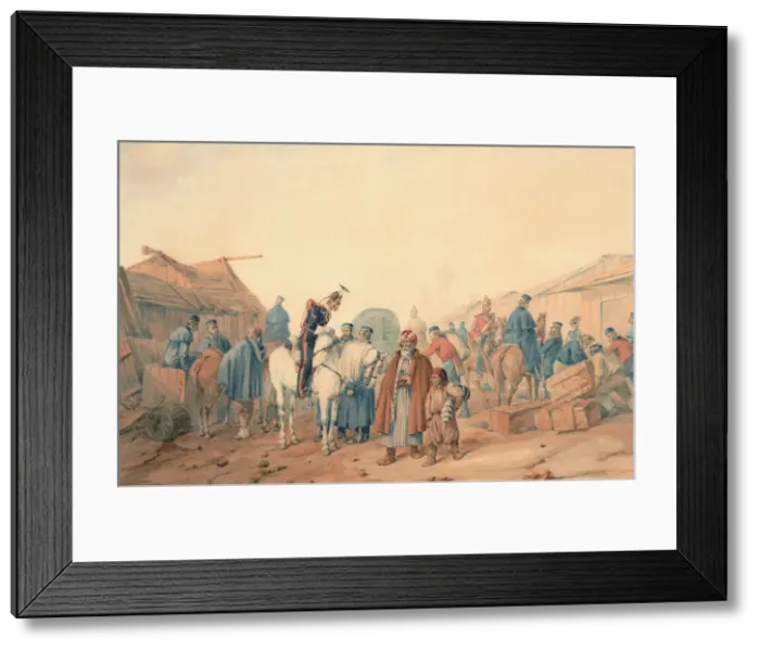 Framed Print : Supply base of the British Army at the Balaclava harbour, 1854. Artist: Norie, Orlando Framed Print : Supply base of the British Army at the Balaclava harbour, 1854. Artist: Norie, Orlando