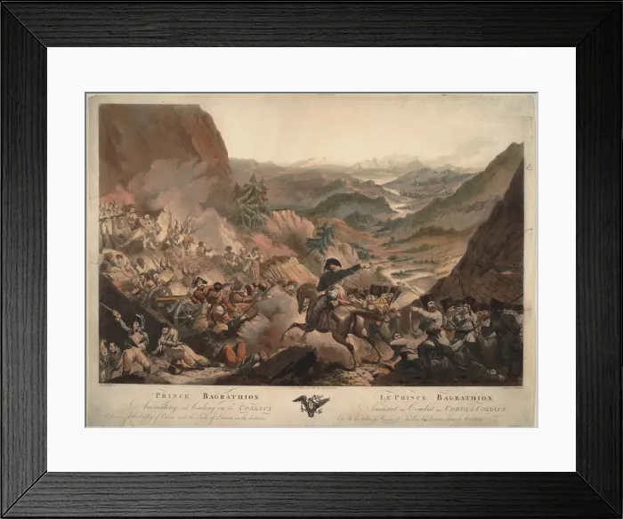 Framed Print : Prince Bagration leads the cossacks to attack in the Alpes, 1805. Artist: Porter Framed Print : Prince Bagration leads the cossacks to attack in the Alpes, 1805. Artist: Porter