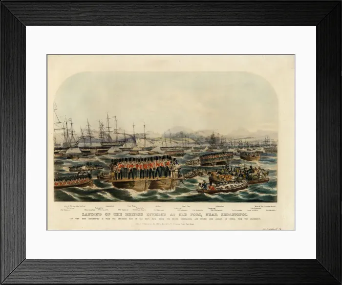 Framed Print : Landing of the British Division at Old Fort, near Sevastopol, 1854. Artist: Anonymous Framed Print : Landing of the British Division at Old Fort, near Sevastopol, 1854. Artist: Anonymous