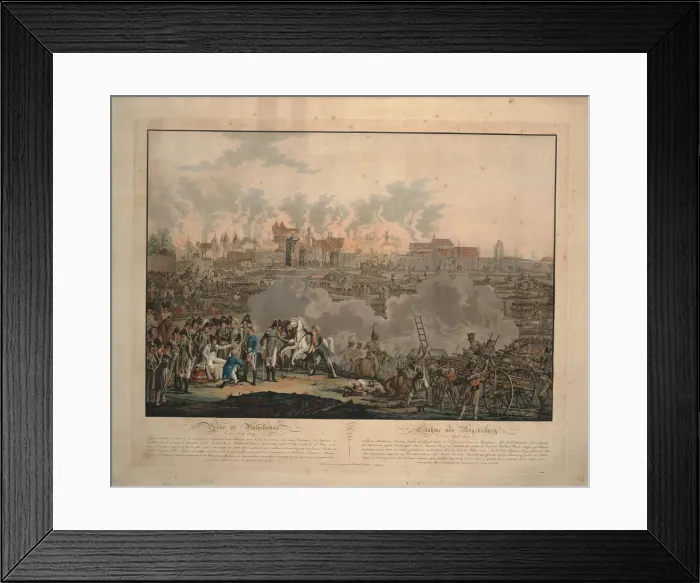 Framed Print : The Battle of Ratisbon on 23 April 1809, 1809. Artist: Rugendas, Johann Lorenz, the Younger Framed Print : The Battle of Ratisbon on 23 April 1809, 1809. Artist: Rugendas, Johann Lorenz, the Younger