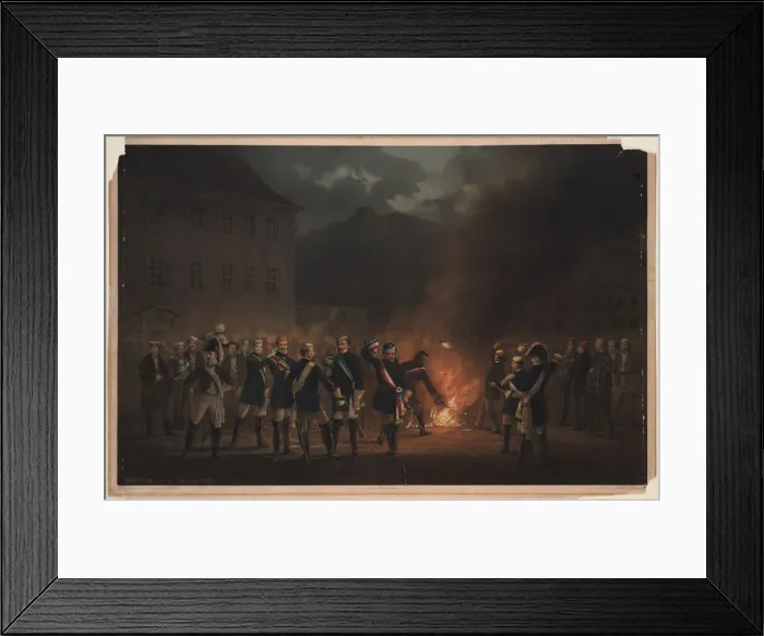 Framed Print : Torchlight procession at Heidelberg on 30 January 1857, 1857. Artist: Verhas, Theodor Framed Print : Torchlight procession at Heidelberg on 30 January 1857, 1857. Artist: Verhas, Theodor