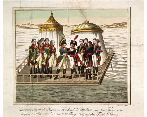 Meeting of Emperors Alexander I of Russia and Napoleon I of France at the Neman near Tilsit, 1807